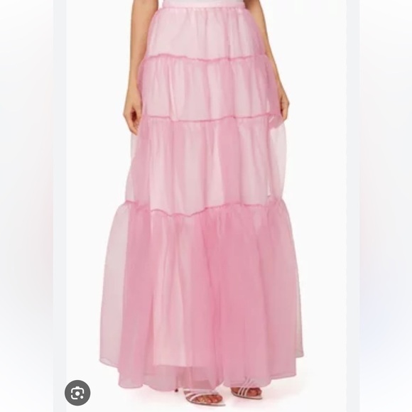 STAUD Organza Dragon Tiered Skirt Pink New With Tags! - Picture 2 of 7